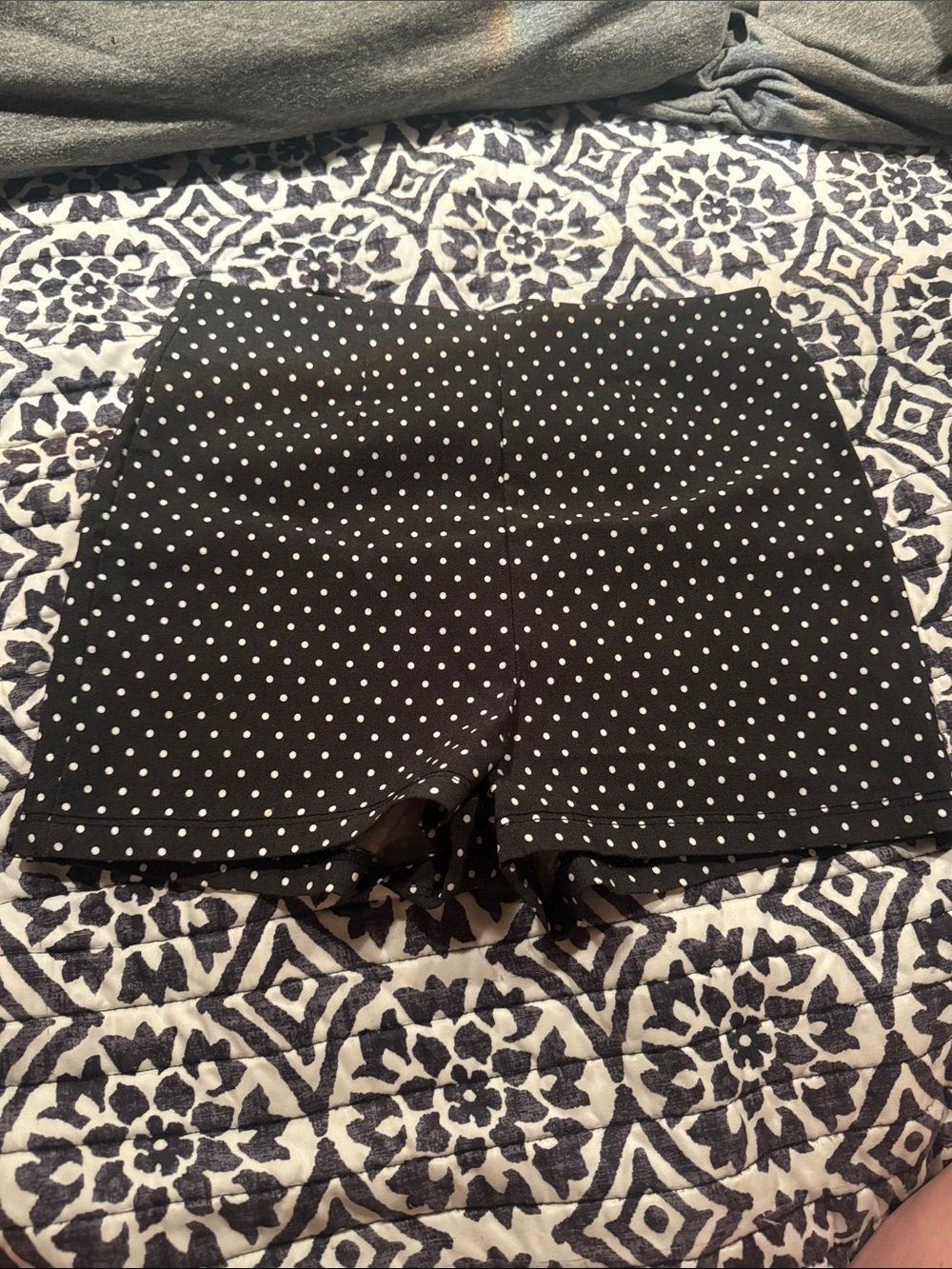 Stretchy Charlotte Russe grey Shorts with White Polka Dots